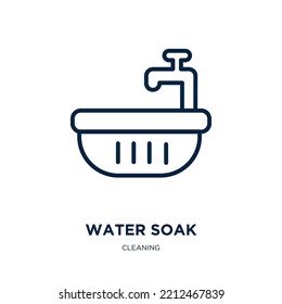 water soak icon from cleaning collection. Thin linear water soak, wash, water outline icon isolated on white background. Line vector water soak sign, symbol for web and mobile