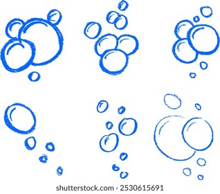 Water Soap Bubble Crayon Chalk Drawing Icon Vetor Set