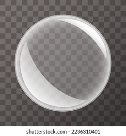Water or soap bubble isolated on transparent background. Air bubble vector illustration.