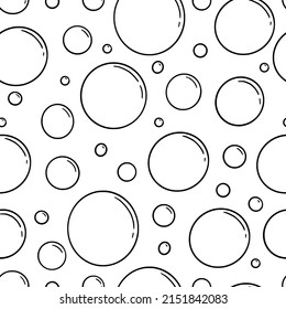 Water soap bubble seamless patterndoodle. Hand drawn line sketch style bubble sparkle background. Water drop isolated vector illustration.