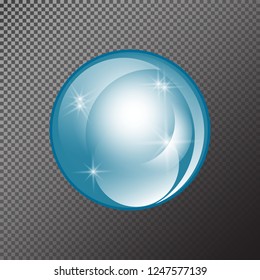 Water soap bubble with soft shadow.. Transparent Isolated Realistic Design Elements. Vector illustration