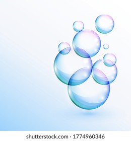water or soap bubbles floating background design