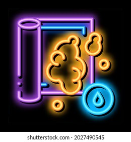 water soapy carpet cleaning neon light sign vector. Glowing bright icon water soapy carpet cleaning sign. transparent symbol illustration