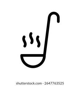 Water and Soup Ladle Icon Simple Vector Line Design Style Drink and Kitchen Equipements 