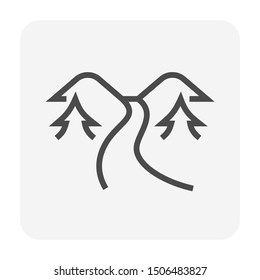 Water source and tree vector icon design, editable stroke.