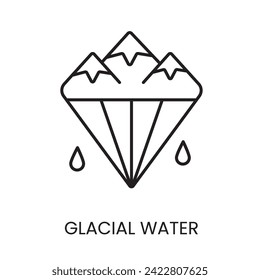 Water sources, glacier line icon vector for water packaging with editable stroke