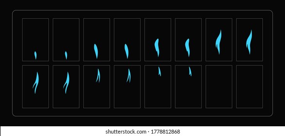 Water sparks animation. Water effect sprites sheet for games, video, animation or motion design. Colorful cartoon sparks animation. EPS10 vector illustration.