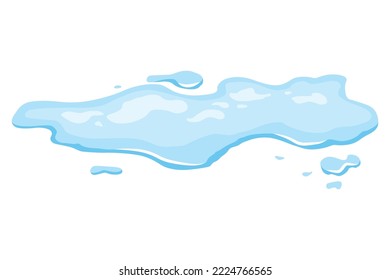 Water spill puddle. Blue liquid shape in flat cartoon style. Clean fluid drop design element isolted on white background