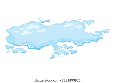Water spill puddle. Blue liquid shape in flat cartoon style. Clean fluid drop design element isolted on white background