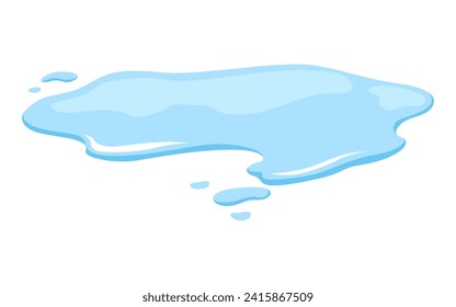 Water spill puddle. Blue liquid shape in flat cartoon style. Clean fluid drop design element isolted on white background