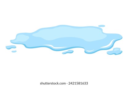 Water spill puddle. Blue liquid shape in flat cartoon style. Clean fluid drop design element isolted on white background