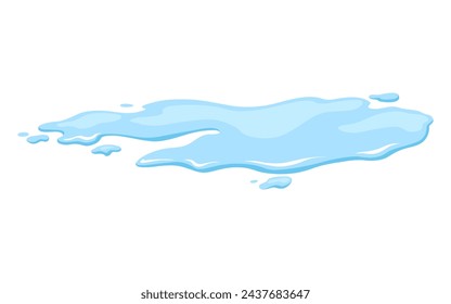 Water spill puddle. Blue liquid shape in flat cartoon style. Clean fluid drop design element isolted on white background