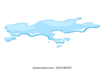 Water spill puddle. Blue liquid shape in flat cartoon style. Clean fluid drop design element isolted on white background