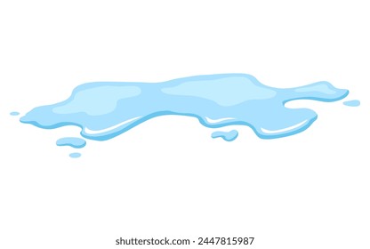 Water spill puddle. Blue liquid shape in flat cartoon style. Clean fluid drop design element isolted on white background