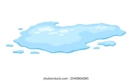 Water spill puddle. Blue liquid shape in flat cartoon style. Clean fluid drop design element isolated on white background