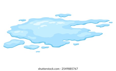 Water spill puddle. Blue liquid shape in flat cartoon style. Clean fluid drop design element isolated on white background