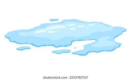 Water spill puddle. Blue liquid shape in flat cartoon style. Clean fluid drop design element isolated on white background