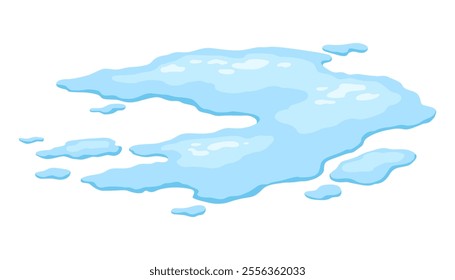 Water spill puddle. Blue liquid shape in flat cartoon style. Clean fluid drop design element isolated on white background