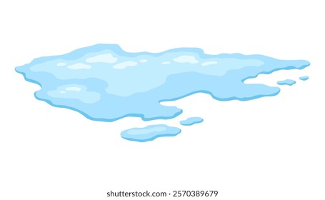 Water spill puddle. Blue liquid shape in flat cartoon style. Clean fluid drop design element isolated on white background