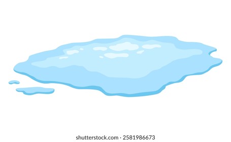 Water spill puddle. Blue liquid shape in flat cartoon style. Clean fluid drop design element isolated on white background