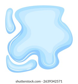 Water spill puddle. Blue liquid shape in flat cartoon style. Clean fluid drop design element isolated on white background