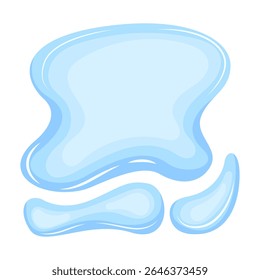 Water spill puddle. Blue liquid shape in flat cartoon style. Clean fluid drop design element isolated on white background