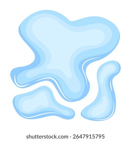 Water spill puddle. Blue liquid shape in flat cartoon style. Clean fluid drop design element isolated on white background