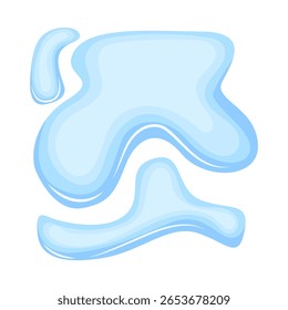 Poça de vazamento de água. Forma líquida azul em estilo cartoon plano. Elemento de design de queda de fluido limpo isolado no fundo branco