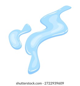 Poça de vazamento de água. Forma líquida azul em estilo cartoon plano. Elemento de design de queda de fluido limpo isolado no fundo branco
