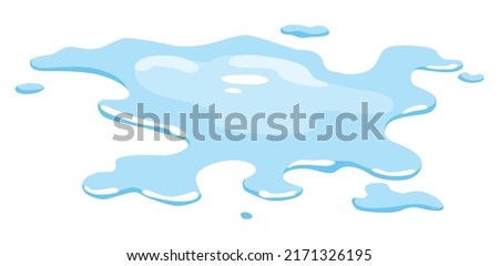 Water spill puddle. Blue liquid various shape in flat cartoon style. Vector fluid design element isolted on white background Foto stock © 