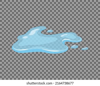 Water spill, puddle on a isolated transparent background. Blue autumn natural liquid on the ground. Clean water. Vector illustration. 