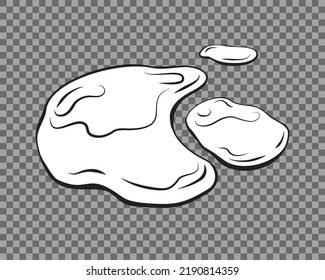 Water spill, puddle on a isolated transparent background. Contour liquid . Cartoon Vector illustration. 