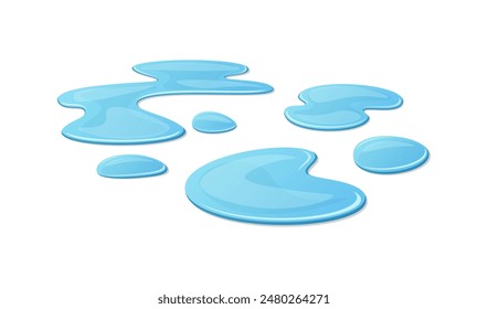 Water spill puddles  vector isolated on white background.