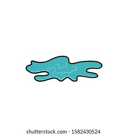 Water spill vector illustration with hand drawn doodle cartoon style isolated on white background
