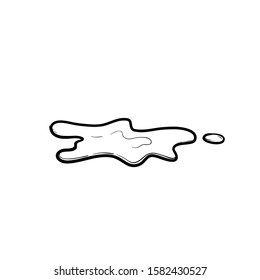 Water spill vector illustration with hand drawn doodle cartoon style isolated on white background