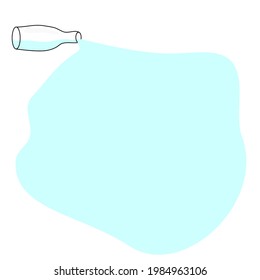 Water spills out of the bottle with space for text, vector illustration.