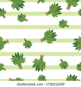 Water Spinach Vegetable Seamless Pattern would be perfect for fabric, textile, gift wrap, wallpaper, surface designer, background, backdrop, and ornament.