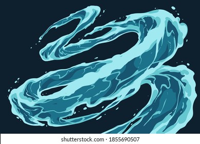 Water Spiral Splash In Flat Style