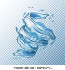 water spladh. Realistic vector illustration. Fresh whirligig on transperent background.