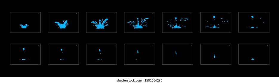 water splash animation effect. Sprite sheet of water splash. Animation splash effect for cartoon, game, animation or something else.