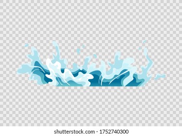 Animación con salpicaduras de agua. ondas de choque transparentes