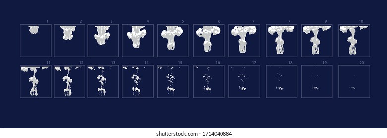 Wassersplash-Animation. Wassersplash-Sprite-Blatt für Spiele, Animationen oder Cartoon-Vektorillustration