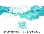 Water splash in blue color bubbles abstract background. Seamless pattern, hand-drawn vector illustration