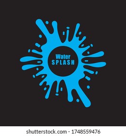 water splash blue color circle template on black  background vector