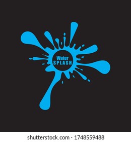 water splash blue color circle template on black  background vector