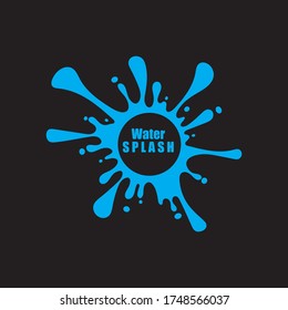 water splash blue color circle template on black  background vector