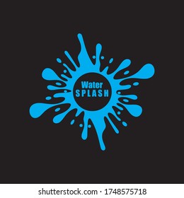 water splash blue color circle template on black  background vector