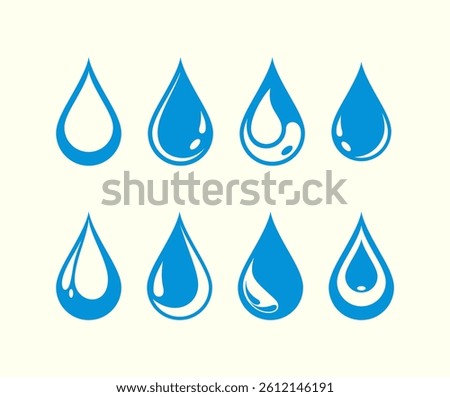 Water Splash, Blue water splash or drops isolated on cream background, rain splash, rain drop, water drop.Water drop icon. Blue raindrop and droplet logo. Graphic drip and oil splash.