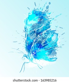 Water splash butterfly grunge illustration