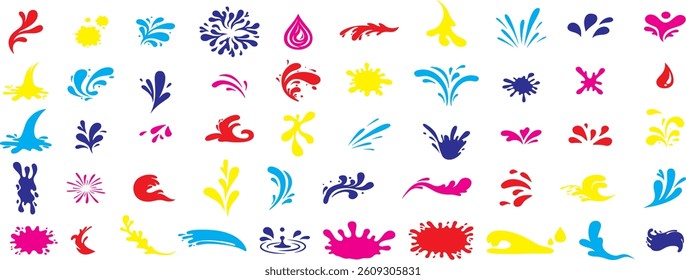 Water splash. Cartoon blue water drops,